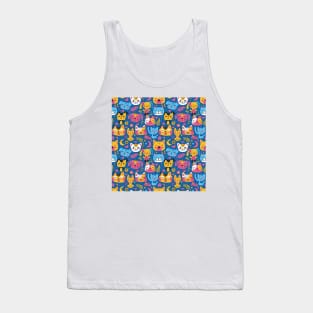 Whimsical Animal Faces Pattern Tank Top